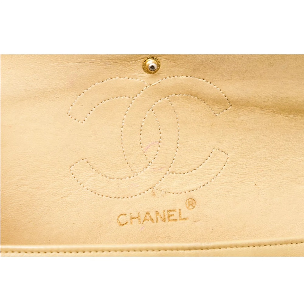 Chanel beige Leather vintage classic double flap - Picture 5 of 7